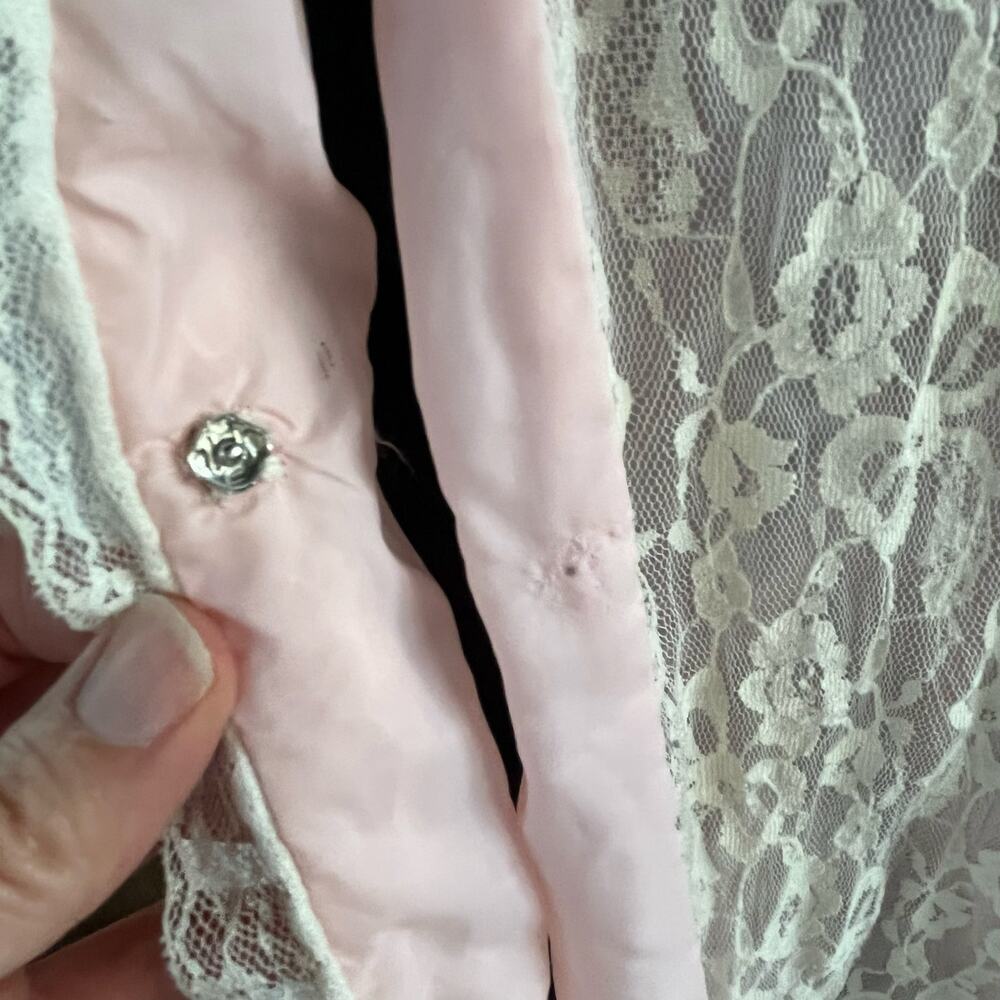 Odette Barsa Women's Vintage Peignoir Pink Lace Robe Dressing Gown Size S - Picture 8 of 11